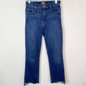 MOTHER Insider Crop Jeans 28 Step Fray Crushing It Blue Bootcut Cropped